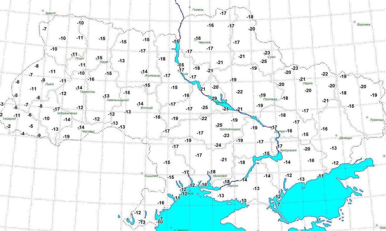 Черкаси стали найхолоднішим містом України і Центральної Європи: вночі морози сягнули майже 30 градусів